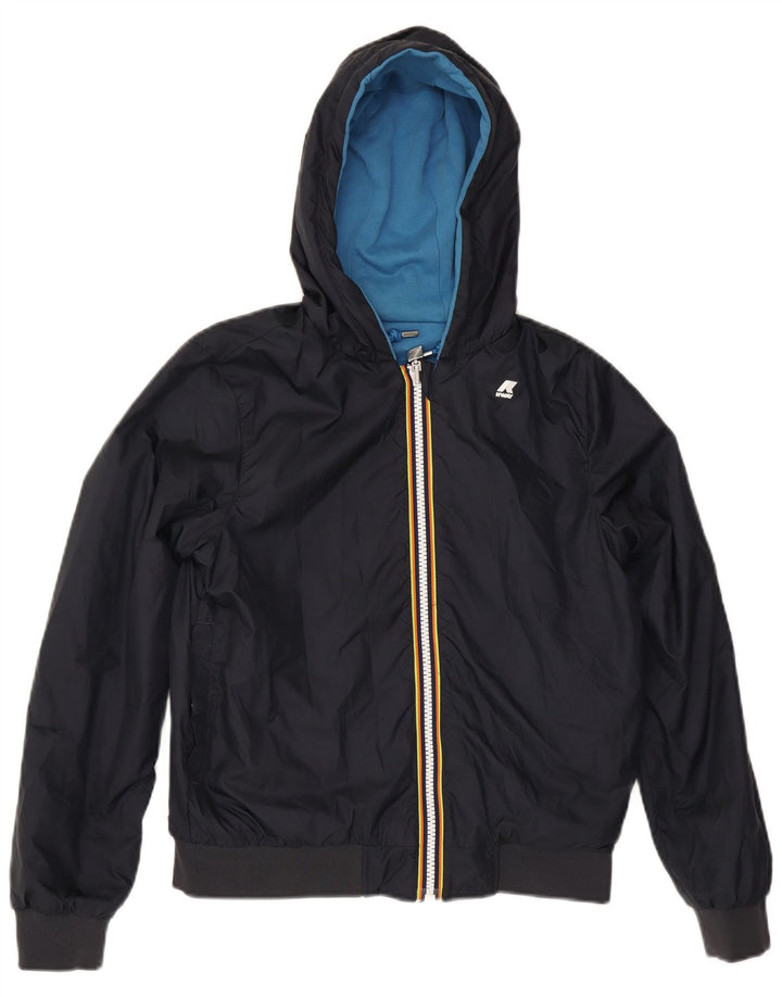 K-Way Damen Kapuzen-Wendejacke UK 10 Small Marineblau Baumwolle