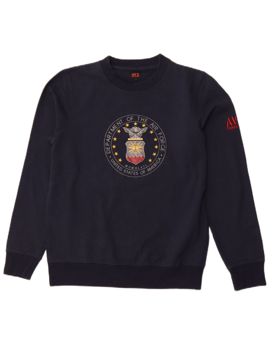 AVIREX Grafischer Herren-Sweatshirt-Pullover, mittlere Marineblau-Baumwolle