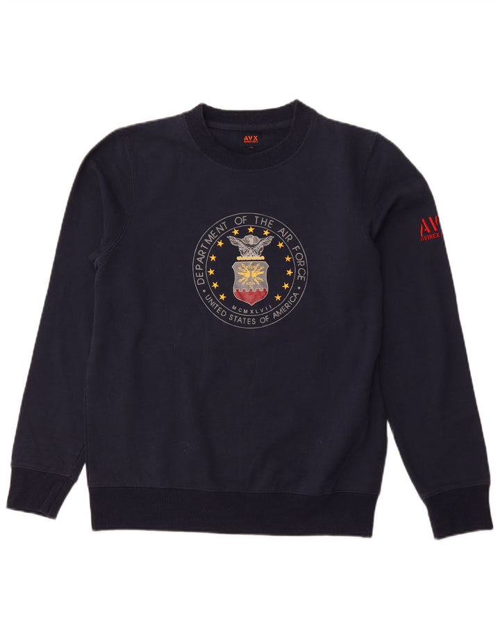 AVIREX Grafischer Herren-Sweatshirt-Pullover, mittlere Marineblau-Baumwolle
