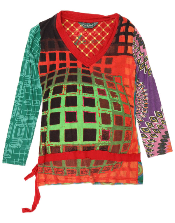 Desigual Womens Graphic Top Langarm UK 14 Large Mehrfarbig Geometrisch