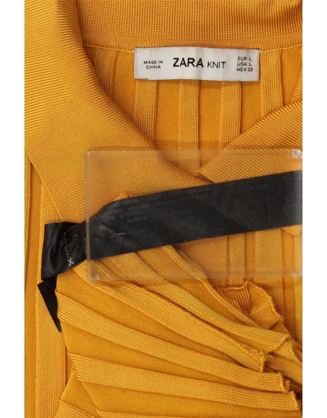 Zara Damen Poloshirt UK 14 Große gelbe Viskose