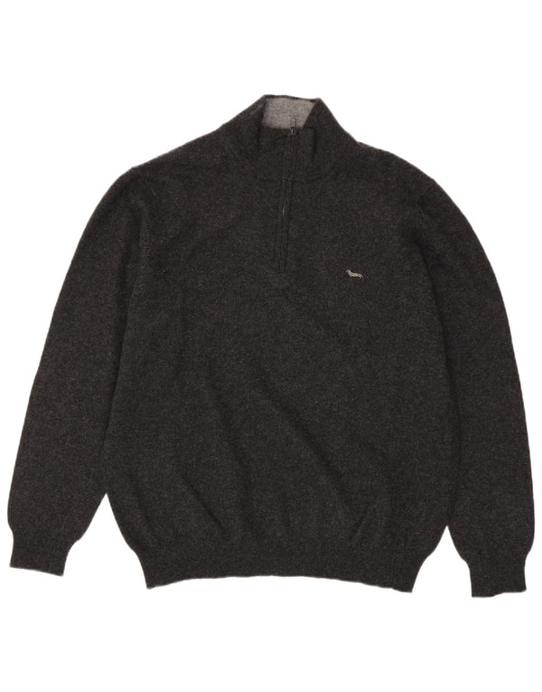 Harmont & Blaine Herren-Pullover mit Reißverschluss am Hals, 3XL, graue Wolle