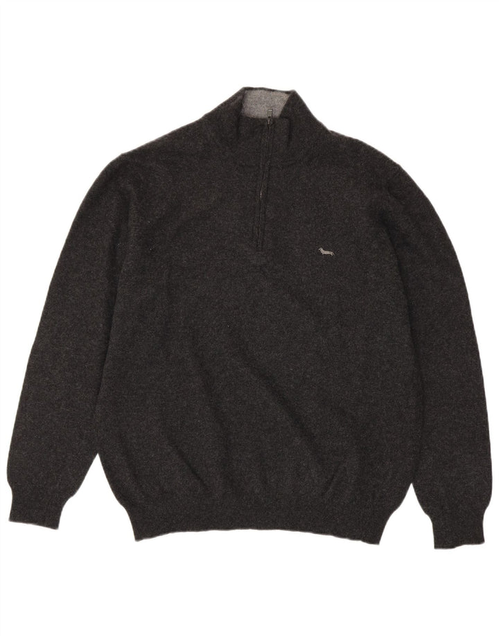 Harmont & Blaine Herren-Pullover mit Reißverschluss am Hals, 3XL, graue Wolle
