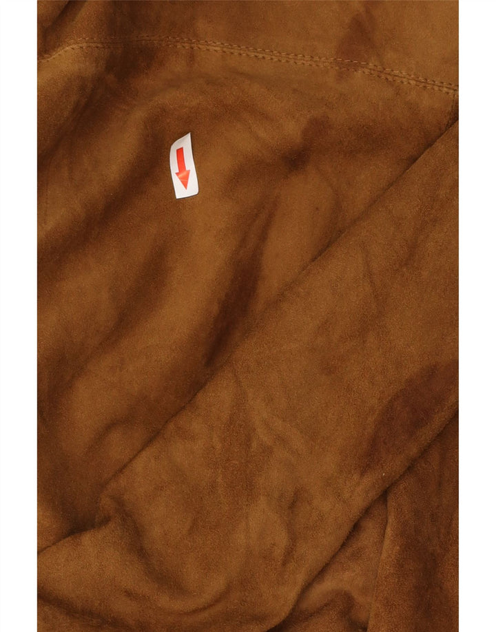 VINTAGE Damen 3-Knopf-Wildleder-Blazerjacke UK 16 Large Braun