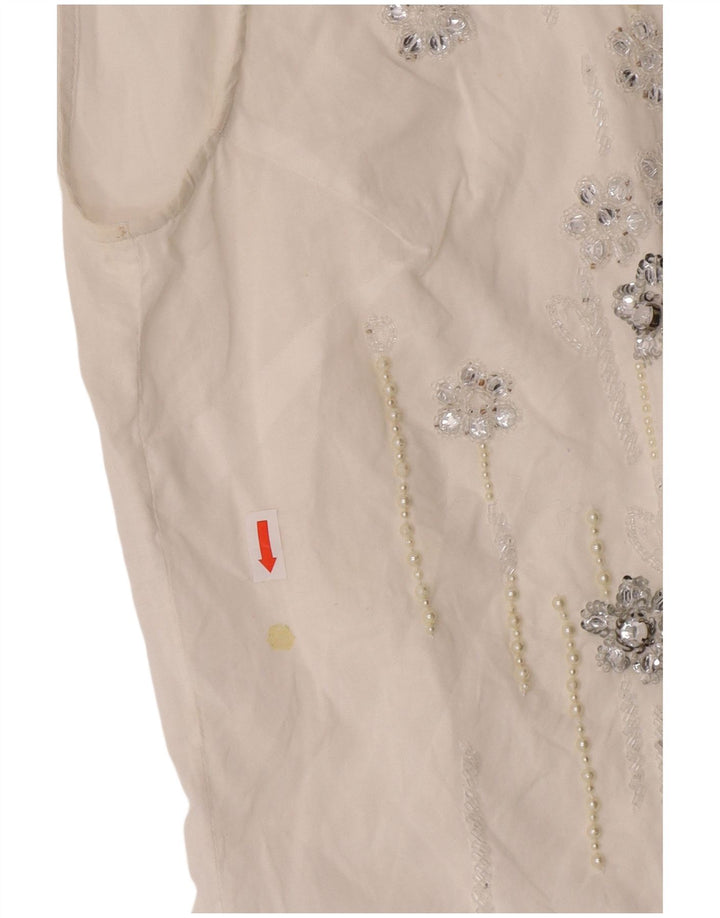 Dolce & Gabbana Damen ärmelloses Blusenoberteil IT 44 Mittelweiß Designer