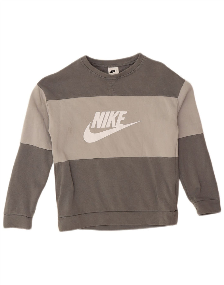 NIKE Grafik-Sweatshirt für Jungen, 10–11 Jahre, Mittelgrau, Farbblock