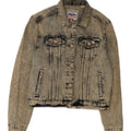 Superdry Damen Crop Distressed Acid Wash Jeansjacke UK 8 Small Blau