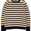Zara Damen-Pullover mit Rundhalsausschnitt, Gr. 44, groß, weiß gestreift