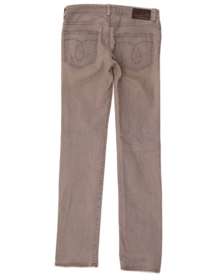 CALVIN KLEIN Damen Straight Jeans W28 L33 Graue Baumwolle
