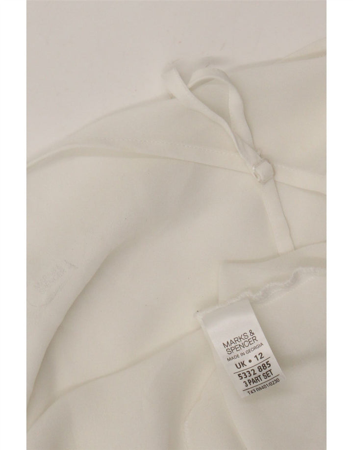 Marks & Spencer Damen Durchsichtiges Cami-Top UK 12 Mittelweißes Polyester