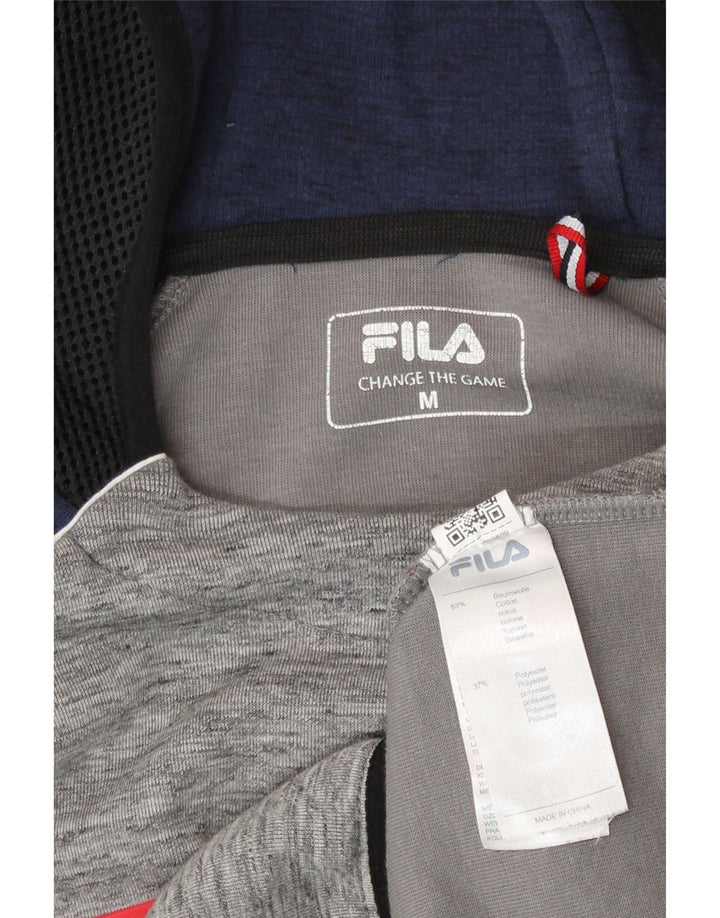 Fila Herren-Kapuzenpullover mit grafischem Print, mittelgraue Colourblock-Baumwolle