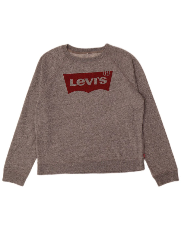 Levi's Damen Grafik-Sweatshirt-Pullover UK 14 Mittelgrau meliert