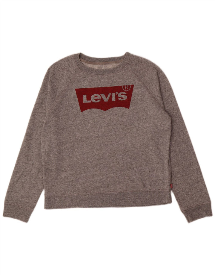 Levi's Damen Grafik-Sweatshirt-Pullover UK 14 Mittelgrau meliert