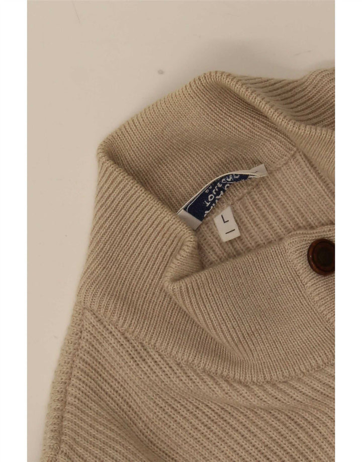 Lana Gatto Herren-Cardigan-Pullover, große beige Wolle