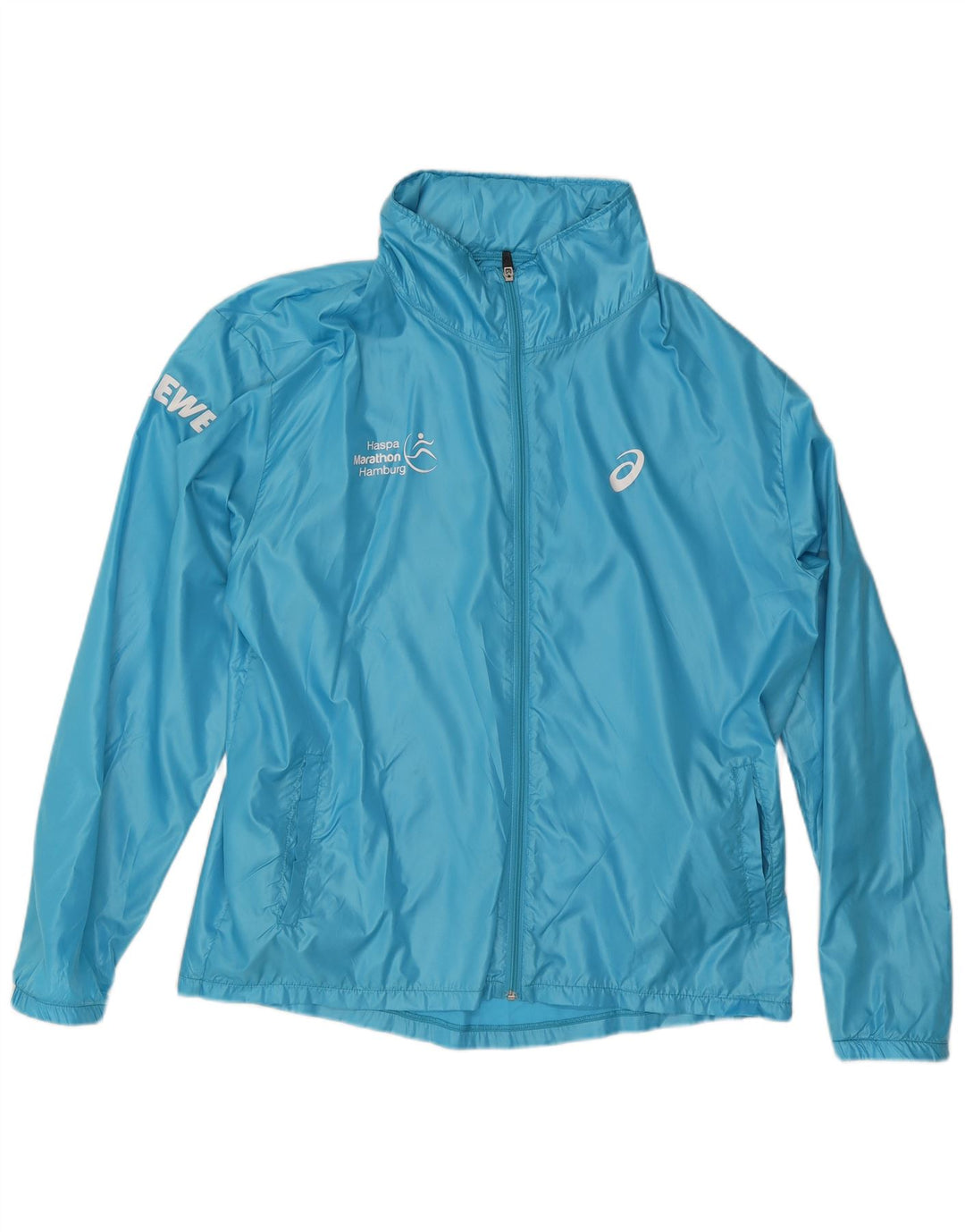 Asics Herren Graphic Hooded Rain Jacket UK 40 Large Blau Polyester