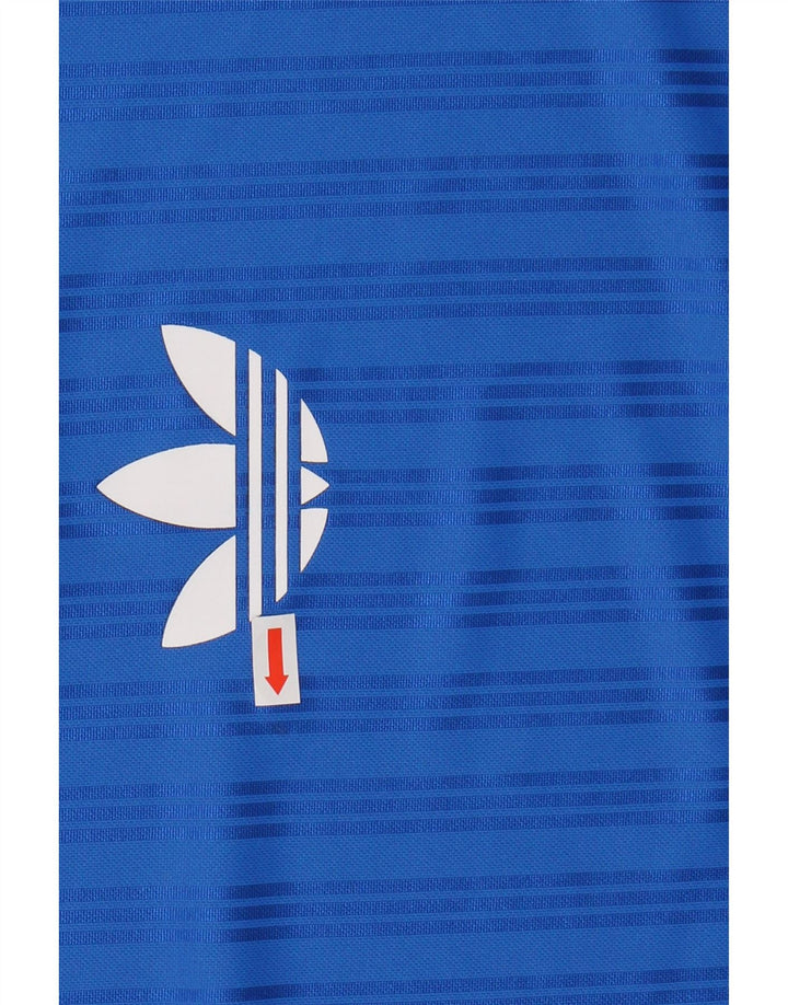 ADIDAS Herren Grafik-T-Shirt-Oberteil Mittelblau gestreift aus Polyester
