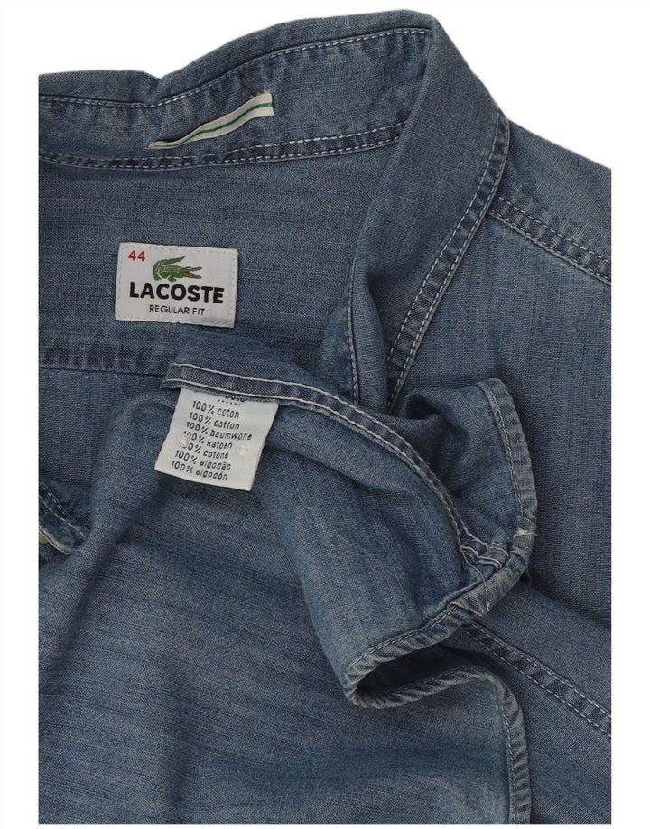 Lacoste Herren-Jeanshemd mit normaler Passform, Größe 44, XL, blaue Baumwolle