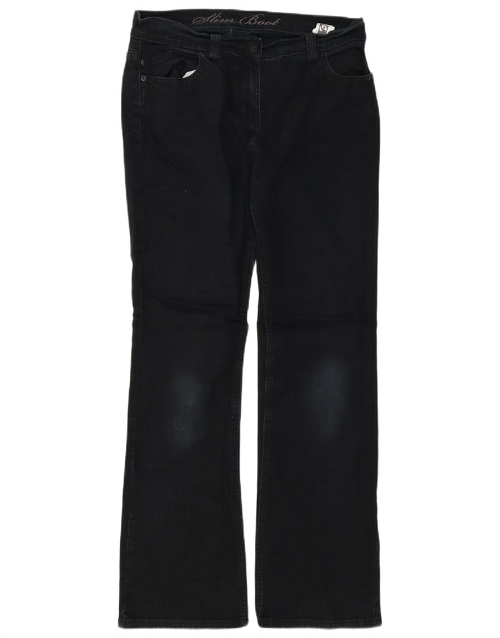 Marks & Spencer Damen Slim Bootcut Jeans UK 12 Medium W32 L30 Schwarze Baumwolle