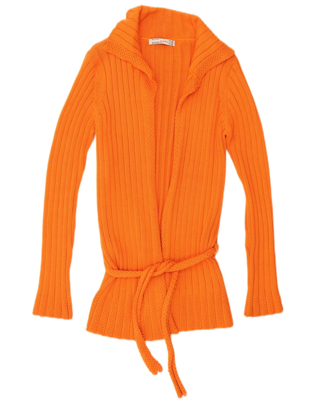Zara Damen-Cardigan-Pullover UK 12 Mittelorange Baumwolle