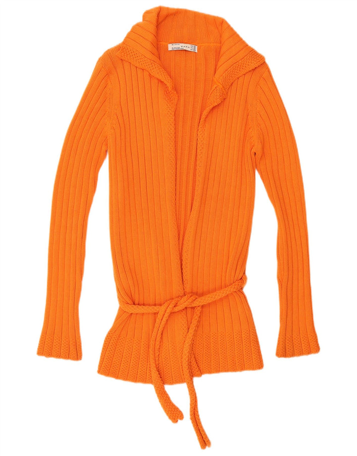 Zara Damen-Cardigan-Pullover UK 12 Mittelorange Baumwolle