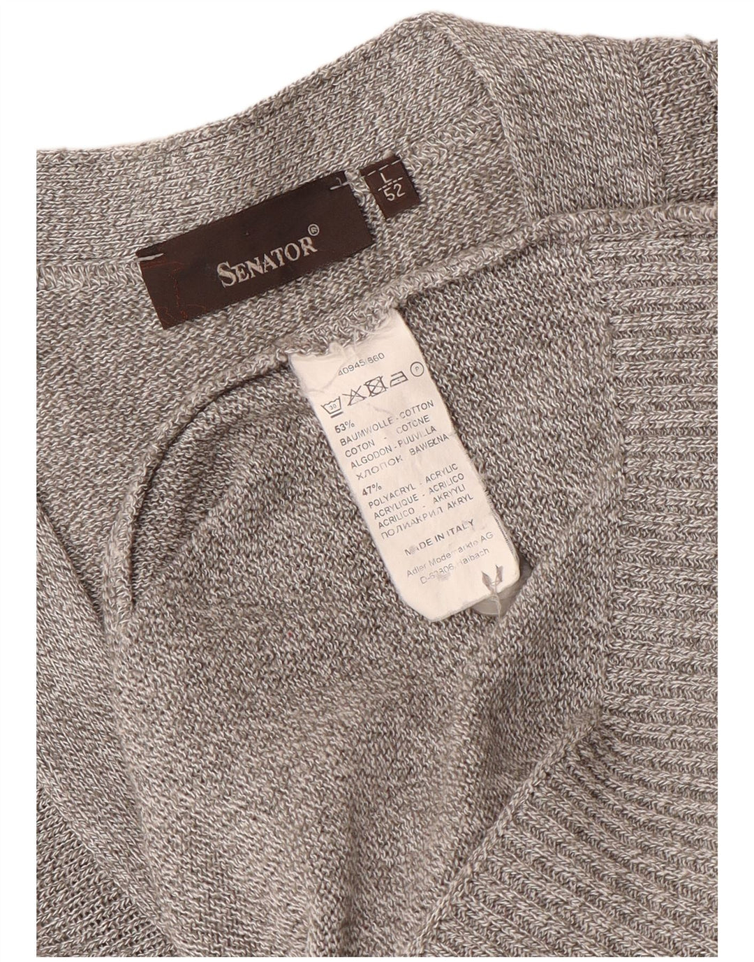 Senator Herren-Cardigan-Pullover IT 52 Große grau gestreifte Baumwolle