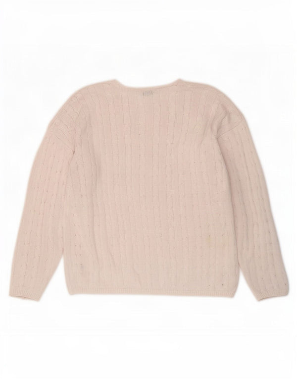 Marks & Spencer Damen-Pullover mit U-Boot-Ausschnitt, UK-Gr. 16, Größe L, Rosa, Baumwolle