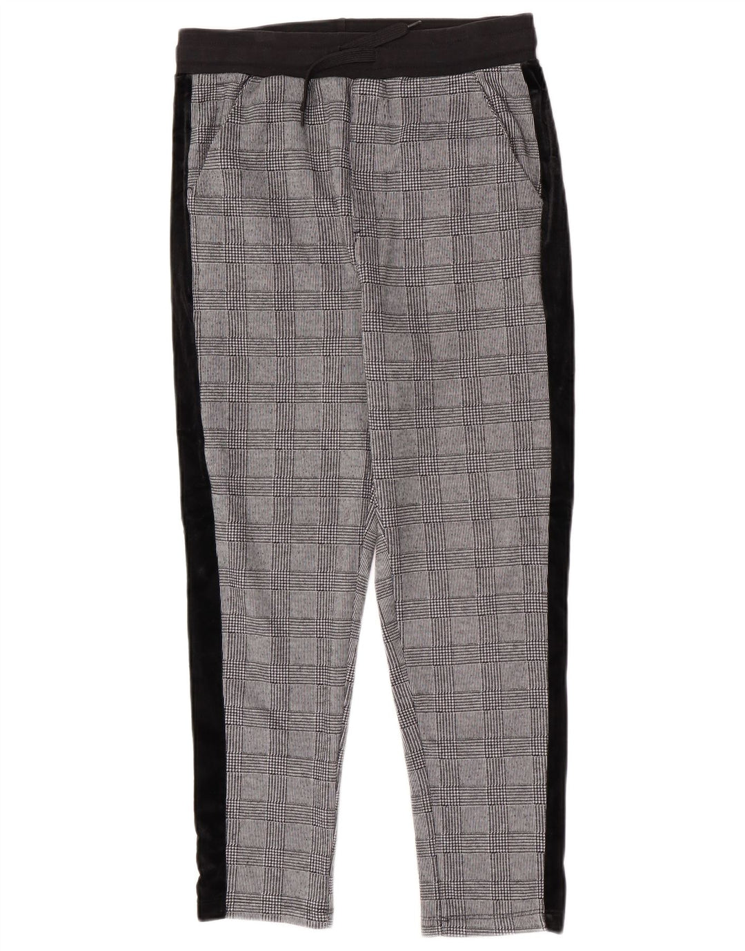 Schmale, verkürzte Herrenhose von Zara, mittelgroß, W31, L25, graues Hahnentritt-Polyester