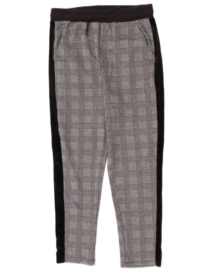 Schmale, verkürzte Herrenhose von Zara, mittelgroß, W31, L25, graues Hahnentritt-Polyester
