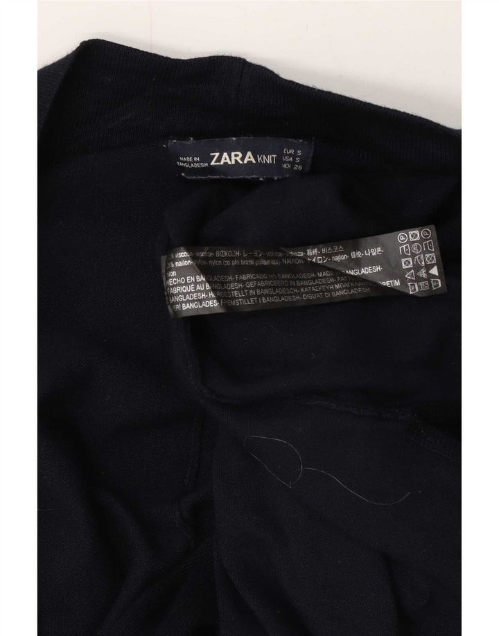 Zara Damen-Strickjacke, übergroß, lang geschnitten, offen, Gr. 10, Marineblau