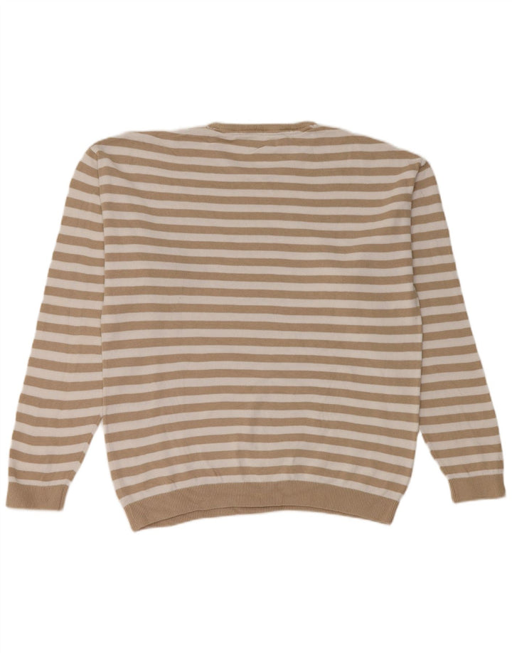 Jack & Jones Herren-Pullover mit Rundhalsausschnitt, Mittelbeige gestreift