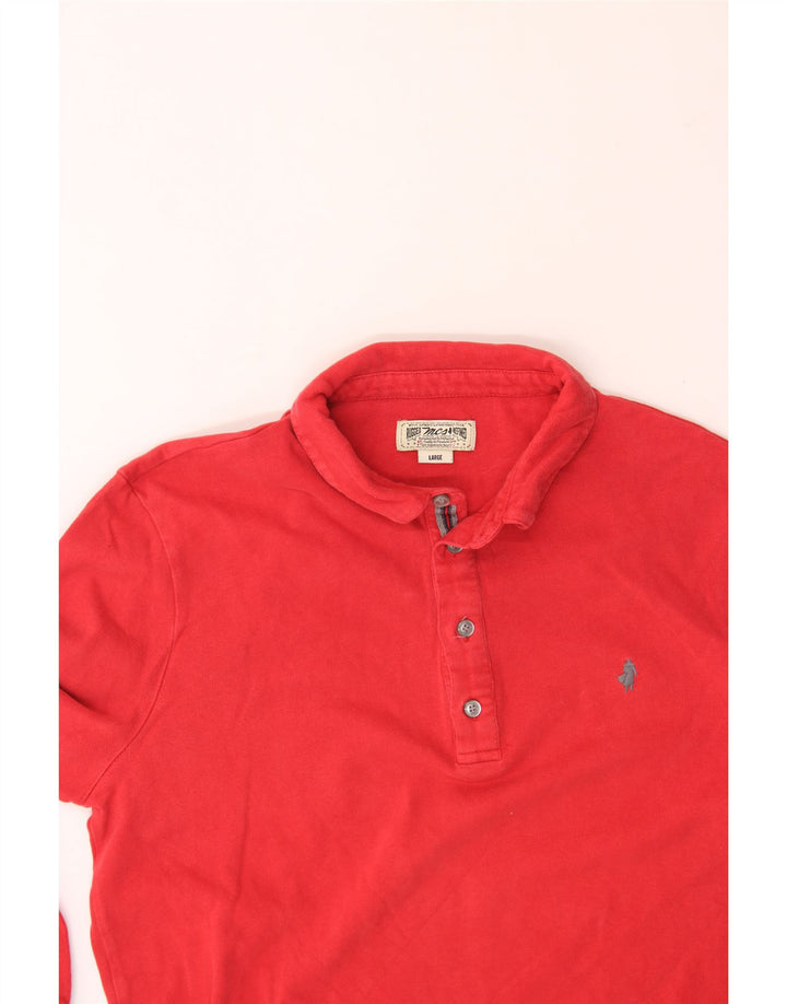 MARLBORO CLASSICS Mens Long Sleeve Polo Shirt Large Red Cotton Vintage Marlboro Classics and Second-Hand Marlboro Classics from Messina Hembry 
