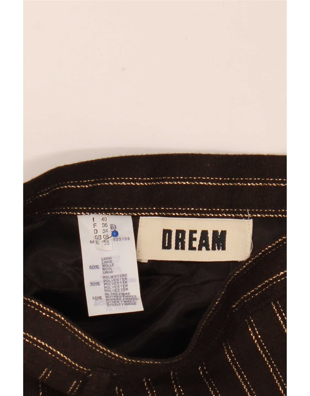 Dream Damen A-Linienrock UK 8 Small W24 Braun gestreifte Wolle