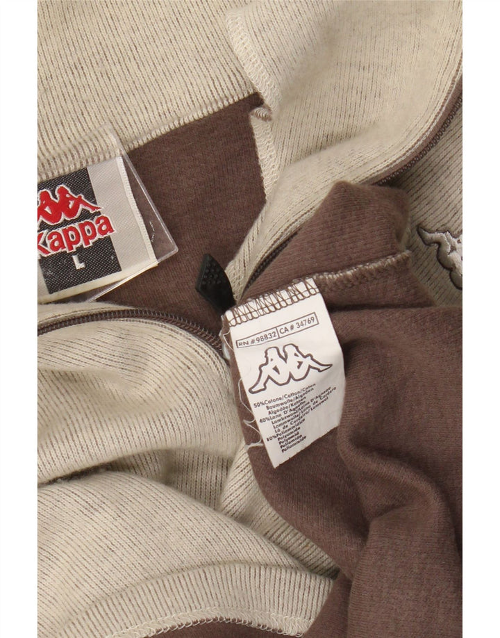 Kappa Herren-Pullover mit Reißverschluss am Hals, große beige gesprenkelte Baumwolle