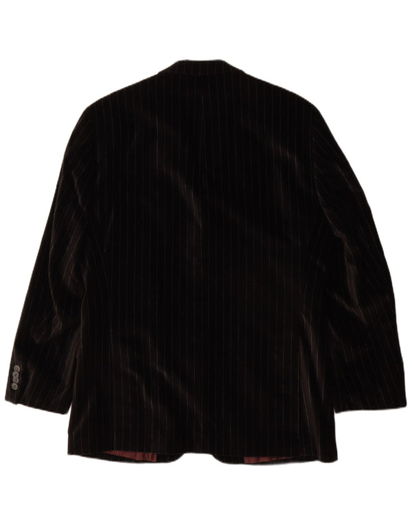 Vintage Herren 2 Knopf Samt Blazer Jacke IT 50 Große schwarz gestreifte Baumwolle