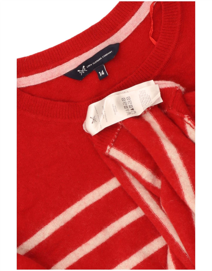 CREW CLOTHING Damen-Pullover mit U-Boot-Ausschnitt, UK 14, große rot gestreifte Wolle