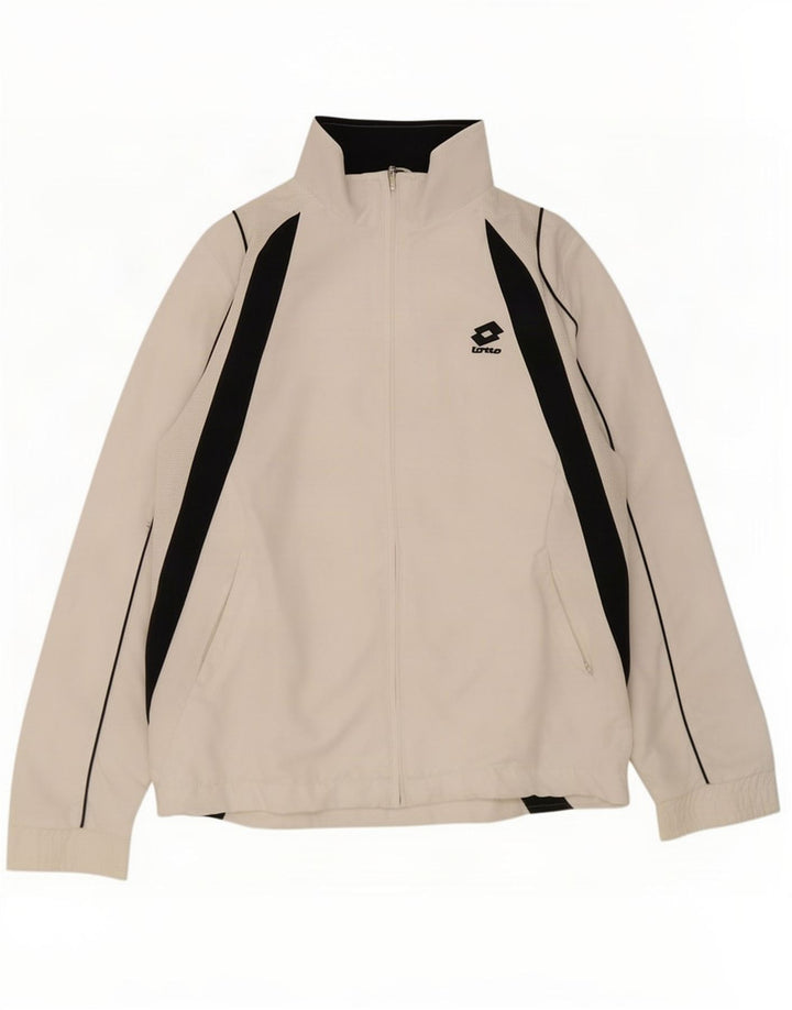 Lotto Herren-Trainingsanzugoberteil, mittelweißes Farbblock-Polyester