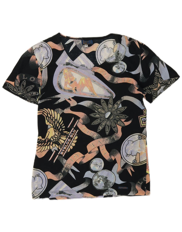 Byblos Womens Graphic T-Shirt Top UK 12 Medium Mehrfarbige Baumwolle