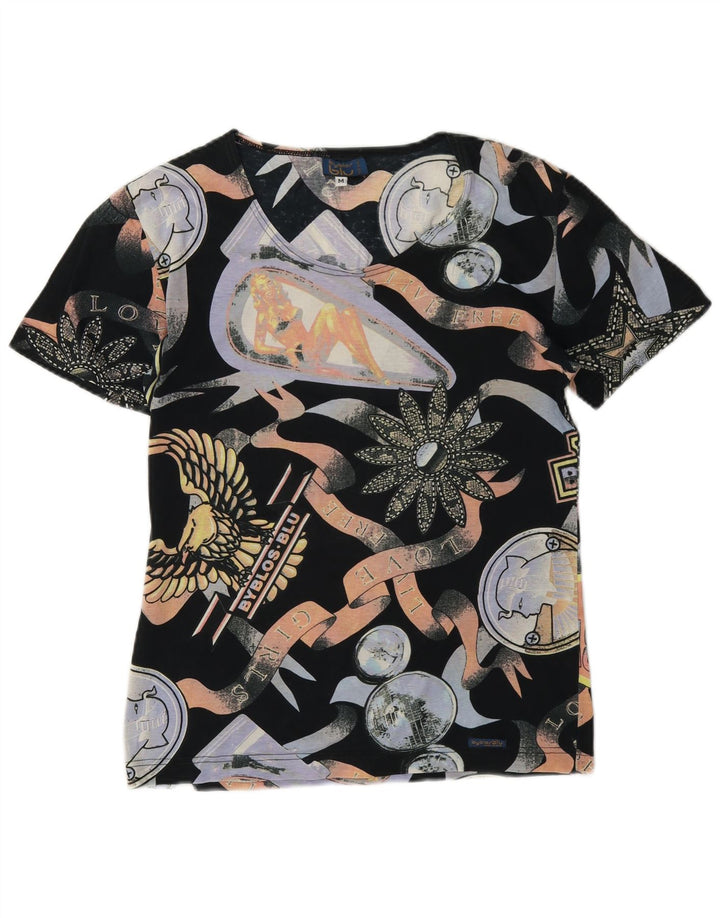 Byblos Womens Graphic T-Shirt Top UK 12 Medium Mehrfarbige Baumwolle