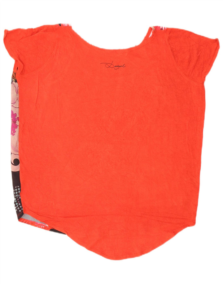 Desigual Womens Crazy Pattern Übergroßes T-Shirt Top UK 10 Small Red Floral