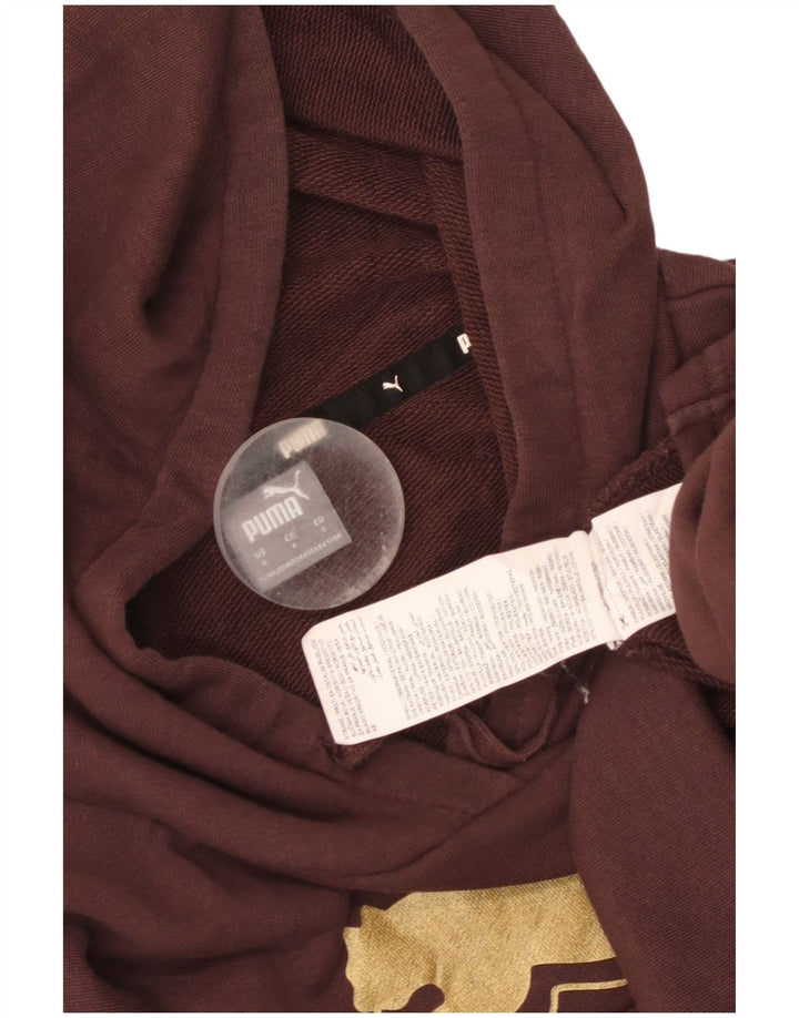 Puma Womens Crop Oversized Hoodie Pullover UK 10 Small Braune Baumwolle