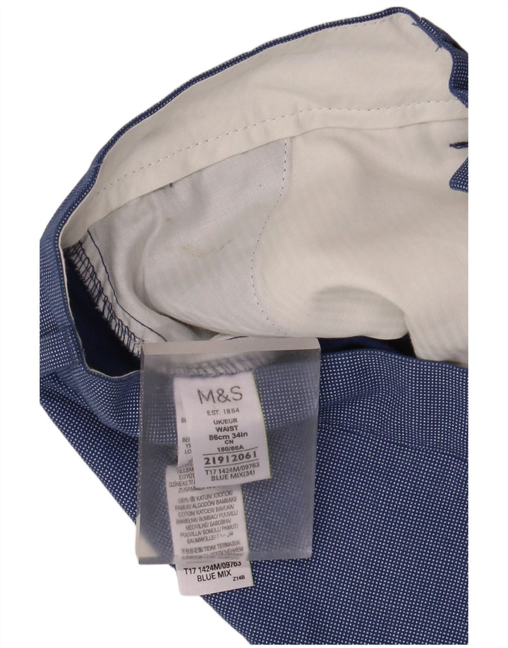 Marks & Spencer Herren-Chinoshorts W34, große, blau gefleckte Baumwolle