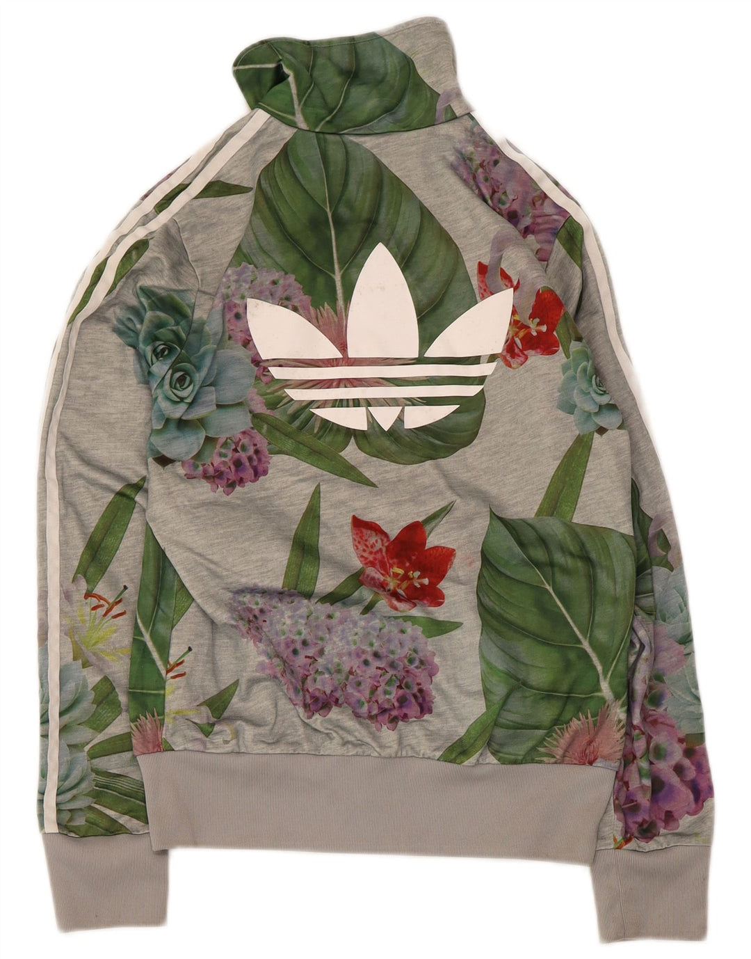 Adidas Damen Graphic Trainingsanzug Top Jacke UK 14 Mittelgrau geblümt