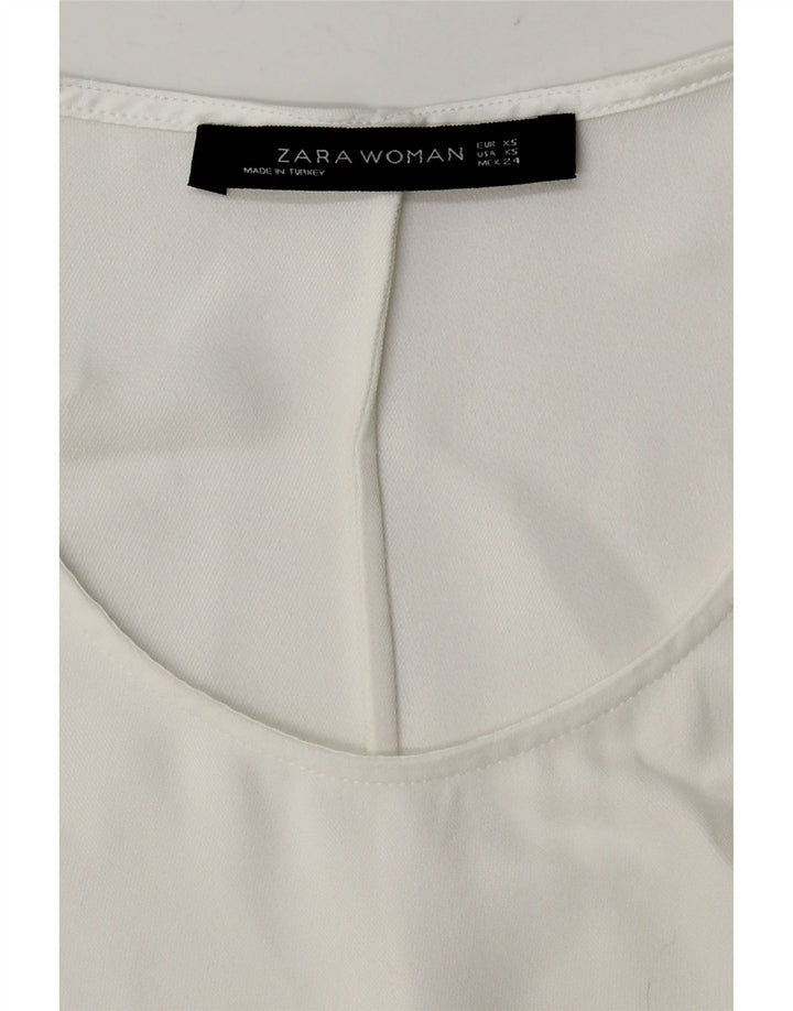 Zara Damen Langarm-Blusenoberteil UK 6 XS Weiß