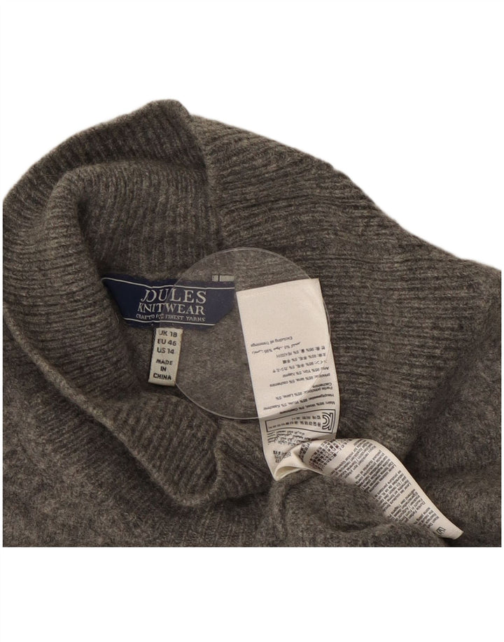 JOULES Damen-Pullover mit Rollkragen, übergroß, UK 18, XL, graue Wolle