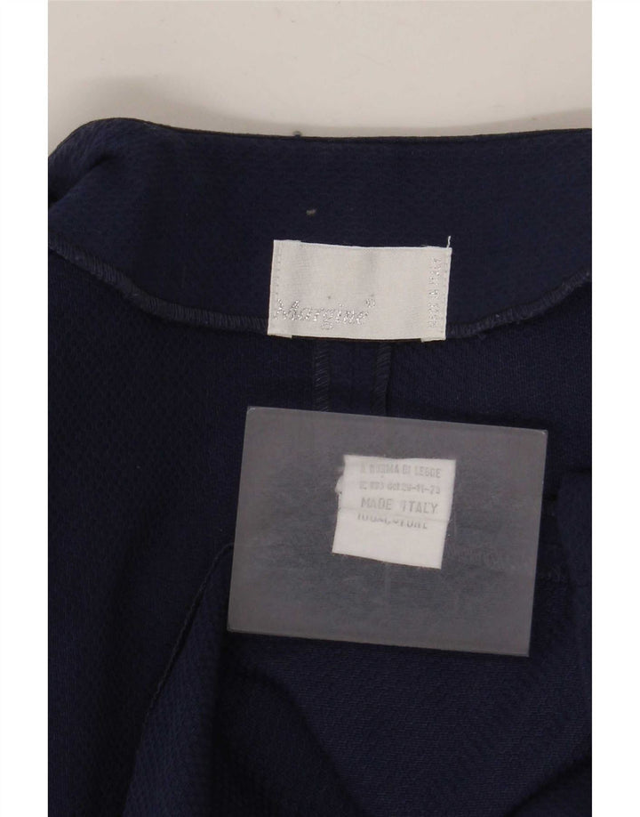 Vintage Damen Reguläres Etuikleid UK 14 Medium Marineblaue Baumwolle