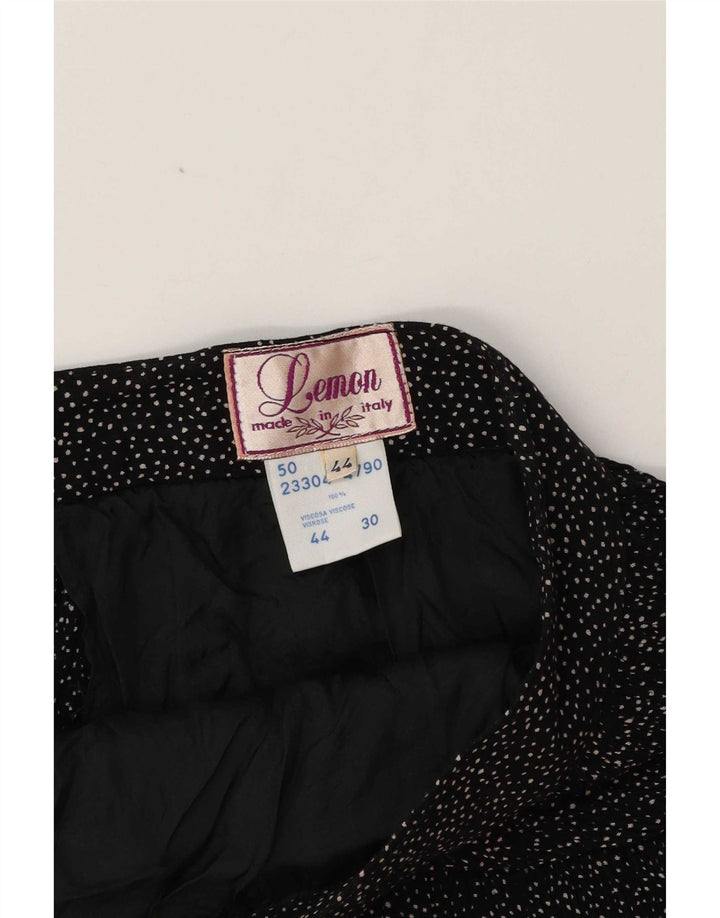 Lemon Damen Midirock IT 44 Medium W30 Schwarz gefleckte Viskose