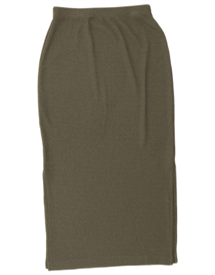 Marks & Spencer Damen Strick-Midirock UK 12 Medium W28 Khaki Polyester