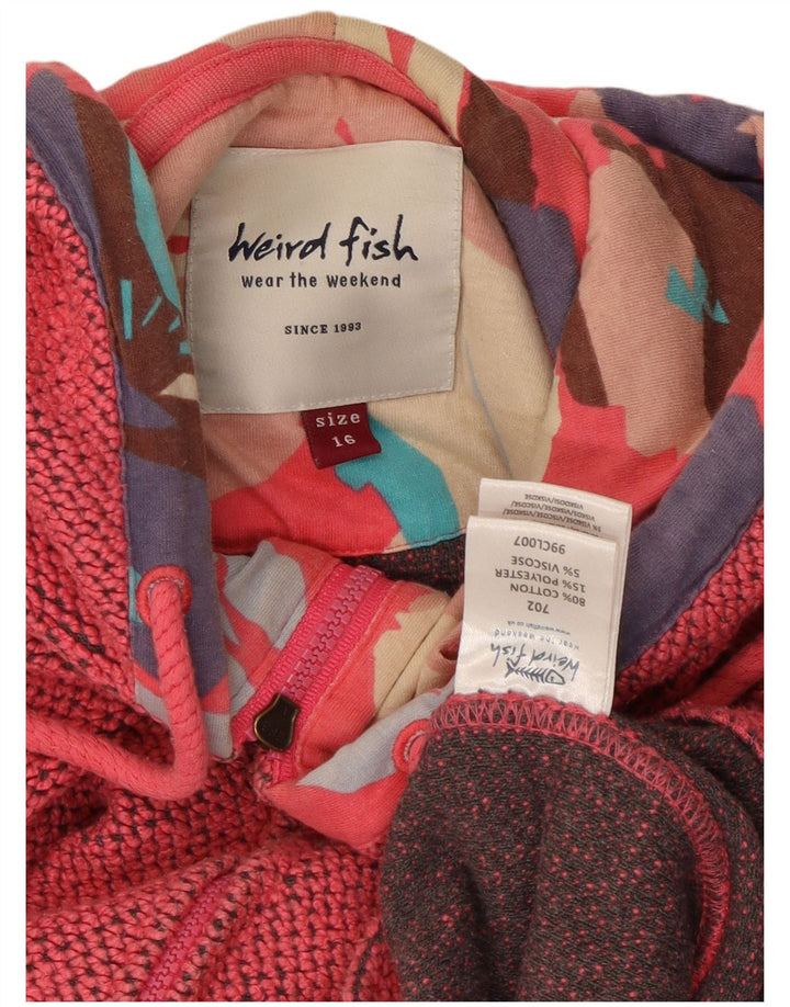 WEIRD FISH Damen-Kapuzenpullover mit Reißverschluss, UK 16, Größe L, Rosa, Baumwolle