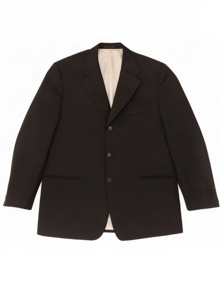 Marks & Spencer Herren-Blazer mit 3 Knöpfen, UK 44, XL, schwarze Wolle