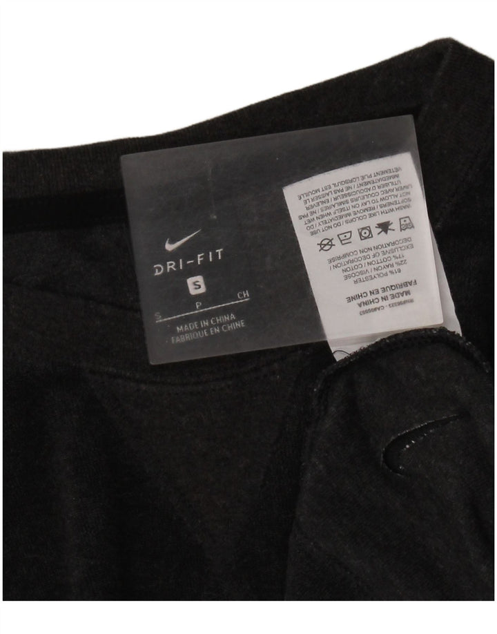 Nike Damen Dri Fit Crop Top Langarm UK 10 Small Schwarz Polyester